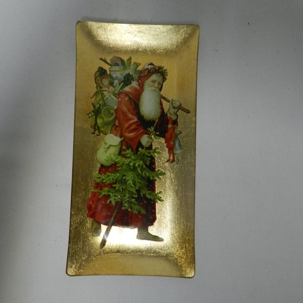 Fringe Studio Old World Santa Trinket dish tray Christmas Decor 9 x 4.5 NEW NWT